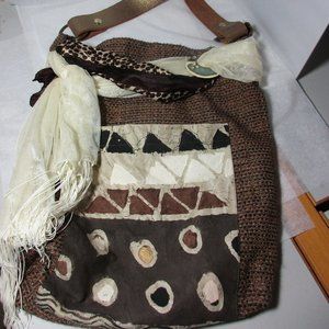 Peace Love Dove Brown Print Boho Purse Bag Tote